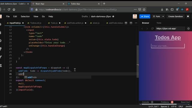 React Tutorial 27 - Todo-List with Redux | Editing Todo-List смотреть онлайн