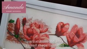 Lukisan diamond painting finish dan bingkai Magnolia flower