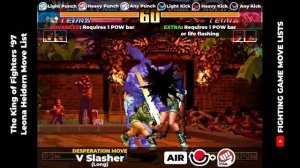 LEONA HEIDERN MOVE LIST - The King of Fighters '97 (KOF97)