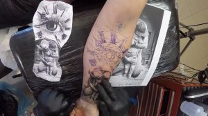 father and son tattoo time lapse