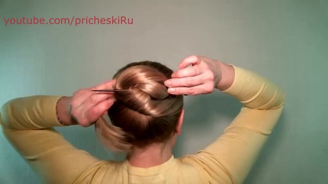 Простая Прическа Своими Руками Видео| Пучок с Палочками для Волос| Simple Hairstyle with Hair Stick смотреть онлайн