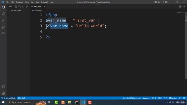 variable variables in PHP - Lecture 38  | The Complete Php course for beginners 2023
