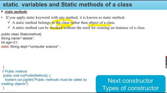 Static Variables and Static Methods in Java Amharic በአማርኛ