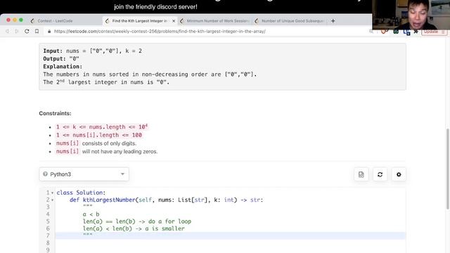 1985. Find the Kth Largest Integer in the Array (Leetcode Medium) смотреть онлайн