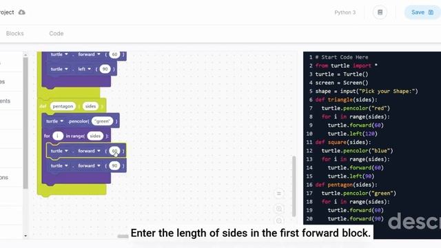 Learn Creating shapes in Python using functions arguments and turtle. #pythonprojects