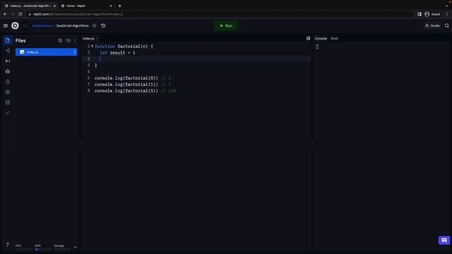 JavaScript Algorithms - 8 - Factorial of a Number