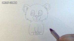 How to draw a cute tiger, Как нарисовать тигрёнка