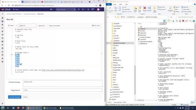 How to create a .gitignore file in GitLab