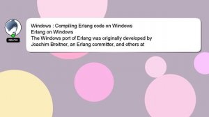 Windows : Compiling Erlang code on Windows
