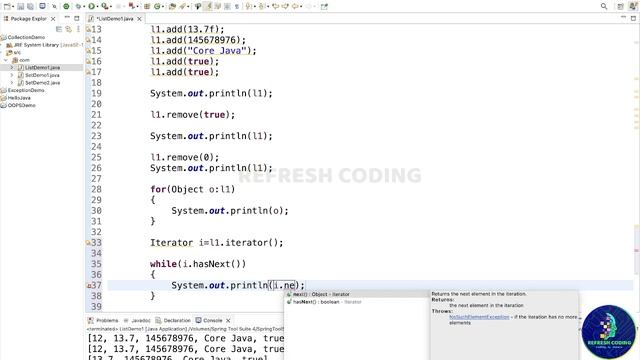 Remove,Enhanced For Loop & Iterator in ArrayList...