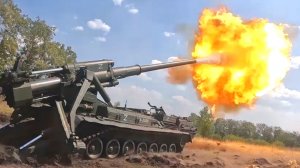 Работа расчета российской САУ «Малка» на Украине