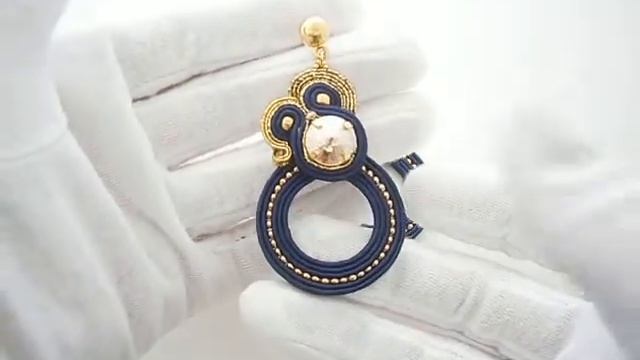 Серьги сутажные "Август Ночь "