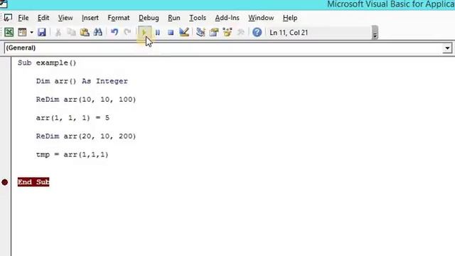 Как изменить размер многомерного массива с помощью ReDim VBA. смотреть онлайн