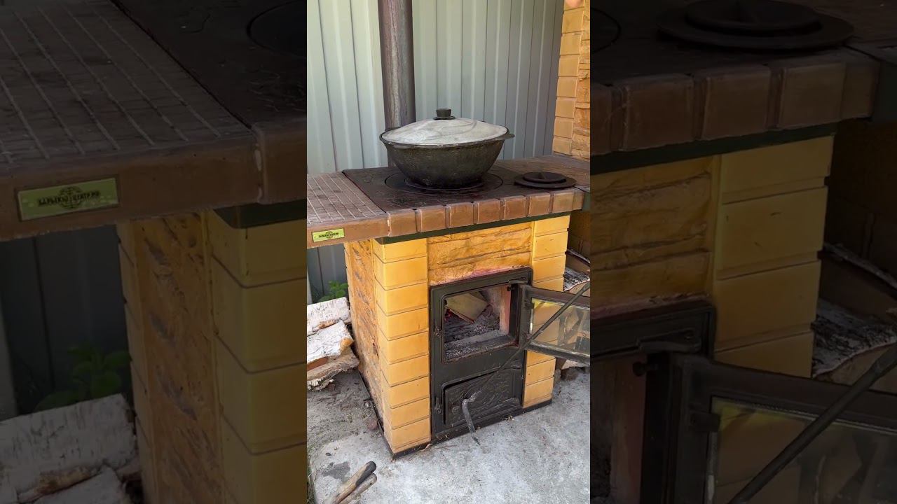 Немного за болтались и пришлось подкинуть дров, готовка лагмана  #гриль #казан #печь #рецепт