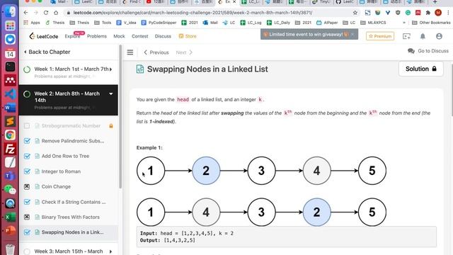 LeetCode 1721. One Pass. Swapping Nodes in a Linked List (Python)