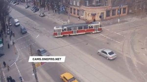 Момент схода трамвая с рельсов - 13.12.16