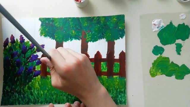 Пейзаж акрилом | 2 часть | акрил, кисти, водичка смотреть онлайн