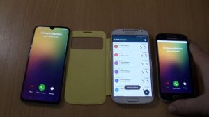Triple fake incoming call OPPO A1k on Samsung Galaxy A40+S4 Yellow cover+S4 mini android 11