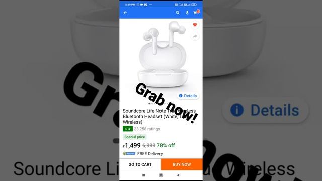 soundcore life note rs1499 in flipkart big billion days ??