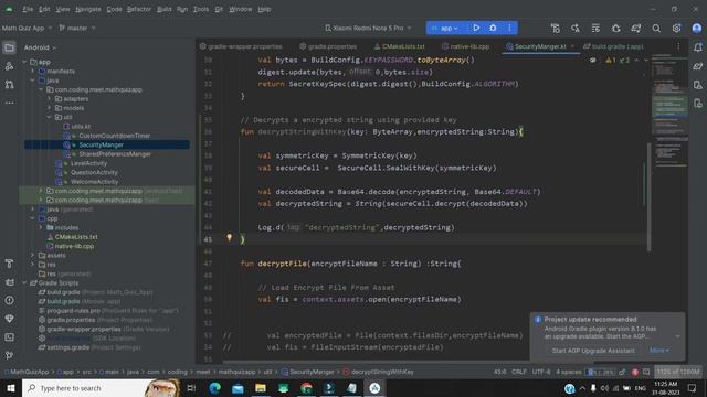 Math Quiz App Android Studio Kotlin Part - 9 All Password Encryption using NDK and library