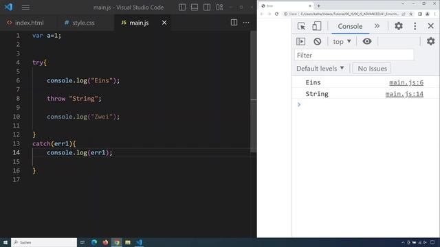 Error-Handling, JavaScript Advanced Tutorial deutsch Teil 41