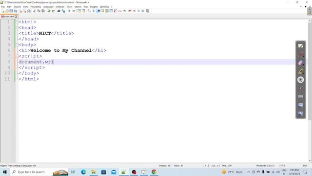 How to write javascript code in HTML