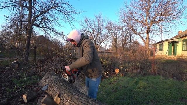ДОМ В ДЕРЕВНЕ | ЗАГОТОВКА ДРОВ НА ЗИМУ | ПИЛИМ БЕНЗОПИЛОЙ смотреть онлайн