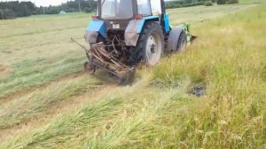 Сенокос 2019 — МТЗ с двумя косилками (4,5 га в час)