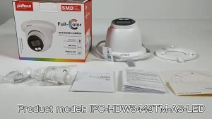 Dahua 4MP POE IP Camera IPC-HDW3449TM-AS-LED H.265 built-in Mic Full-Color  WizSense  Dome Camera