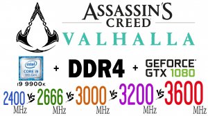 Assassins Creed Valhalla DDR4 2400 МГц, 2666 МГц, 3000 МГц, 3200 МГц, 3600 МГц