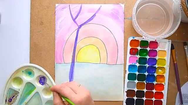 2 клас, урок 21 Тема: Кольори зимового ранку. Малюємо зимовий ранок акварельними фарбами смотреть онлайн