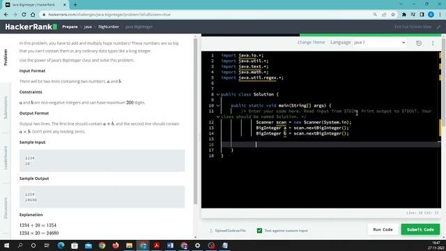 HackerRank Java : BigInteger смотреть онлайн