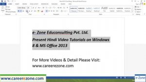 MS Word 2013 Tutorials in HINDI