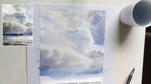 Облачное небо акварелью #акварелью  #облака  #какнарисовать