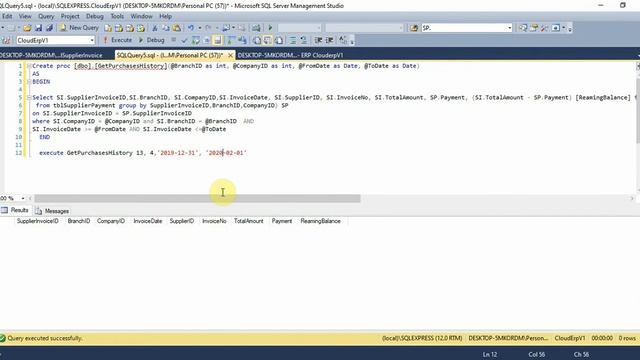 Business ERP Part 53 Purchases and Sales History Store Procedure in Database ASP.NET MVC