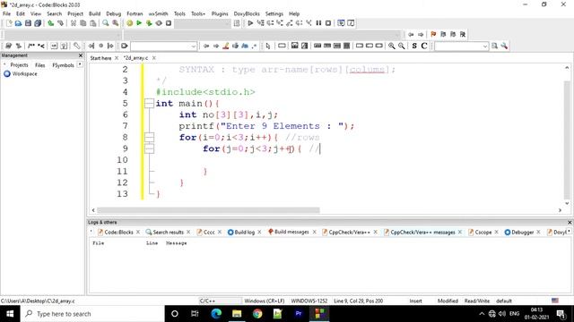 2D array in C programming  | C Tutorial in Hindi #22