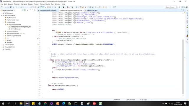 Singleton Design Pattern for Mobile Test Automation | Selenium | Appium | Android