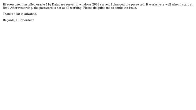 Databases: Oracle 11g database server password rollbacks