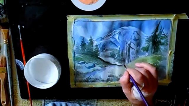 Как нарисовать горный пейзаж гуашью поэтапно смотреть онлайн