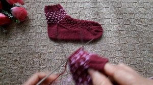 Носки с красивым узором Ленивый жаккард.  МК узора по кругу.