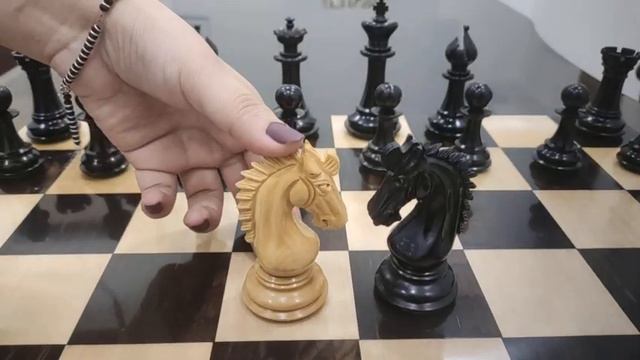 3.7" EMPEROR SERIES STAUNTON CHESS PIECES ONLY SET- DOUBLE WEIGHTED EBONY WOOD