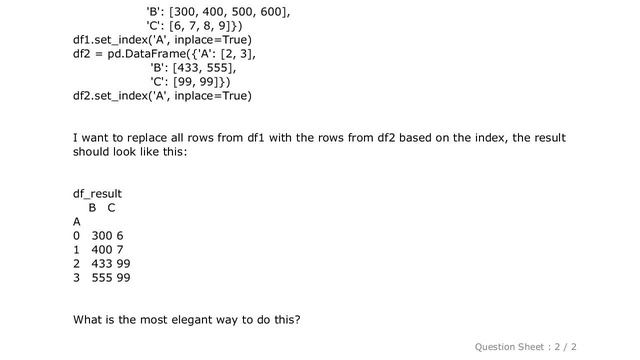 Pandas : Replacing Rows in Pandas DataFrame with Other DataFrame Based on Index