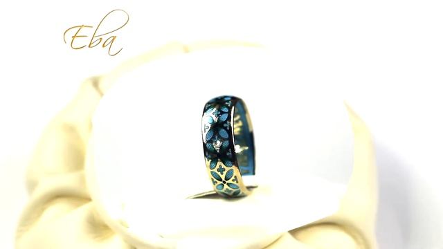 Кольцо Иисусова молитва. Орнаментом крестоцветов. Синяя эмаль. смотреть онлайн