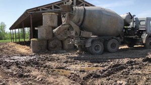 Бетонируем новый навозный проезд в коровнике