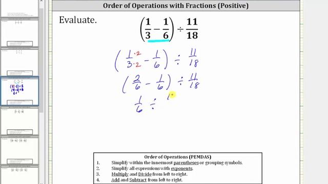 Order of Operations with Fractions: (Difference)/(Fraction) Positive смотреть онлайн