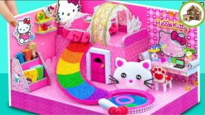 Кукольный Домик мечты с водной горкой, милым бассейном и кошкой из картона #33