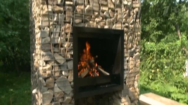 Уличная печь из габионов. смотреть онлайн