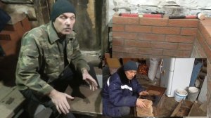 Кирпичная печь для бани//Установка дверцы для прочистки дымохода.