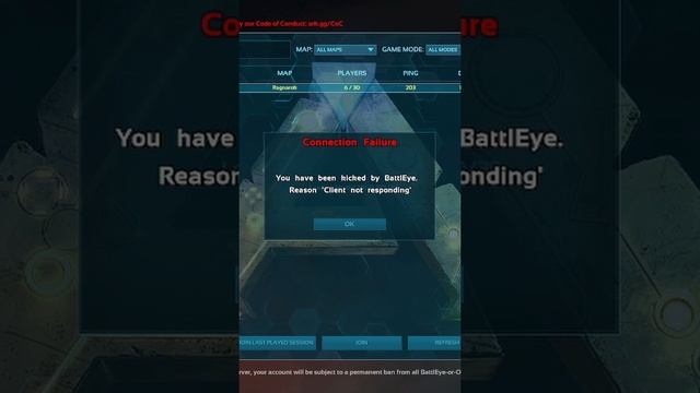 Ark BattlEye Client Not Responding Error (short version) #shorts #arksurvivalevolved #battleyeerror