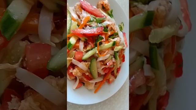 Этот салат бесподобен! Salad with rice noodles. Салат с рисовой лапшой.